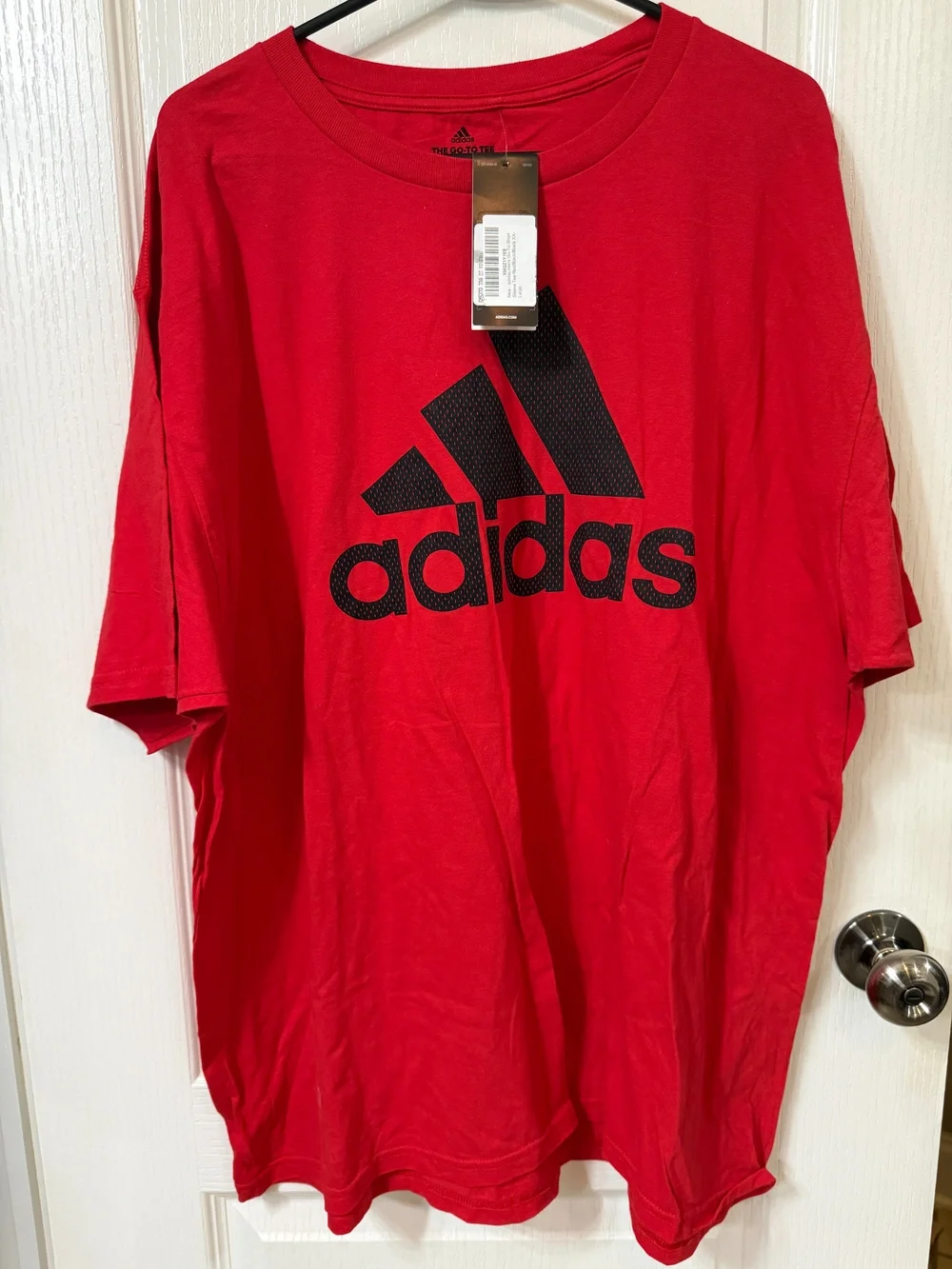 Adidas Men's Red Tee With Black Trefoil Logo Color: Red/Black Size 2XL